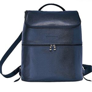 Elegant Navy Blue Leather Backpack